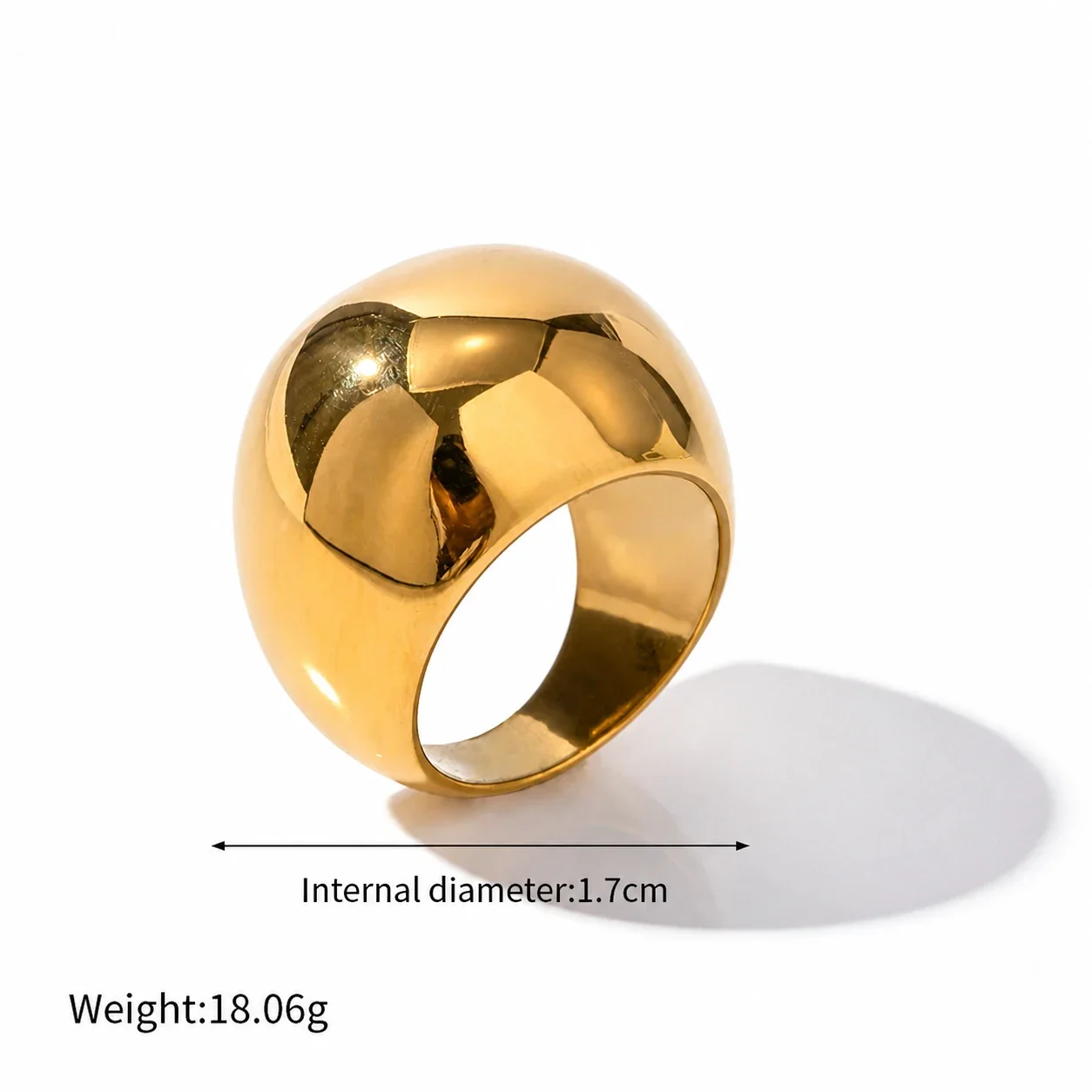 Sculptural Gold-Plated Dome Heart Wide-Band Ring - Gold Wide Wave