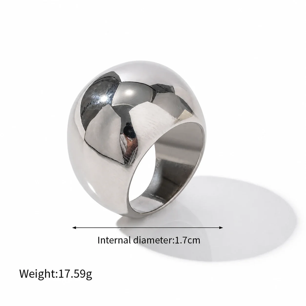 Sculptural Gold-Plated Dome Heart Wide-Band Ring - Silver Wide Wave