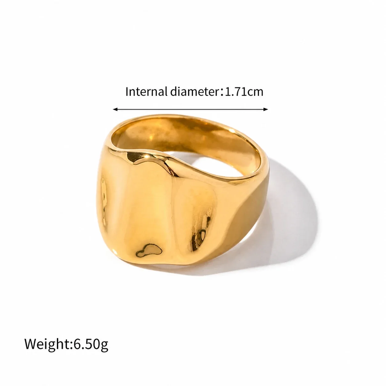 Sculptural Gold-Plated Dome Heart Wide-Band Ring - Gold Smooth Dome