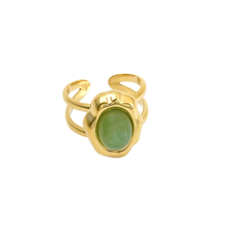 Sculptural 316 Stainless Oval Cabochon Adjustable Ring