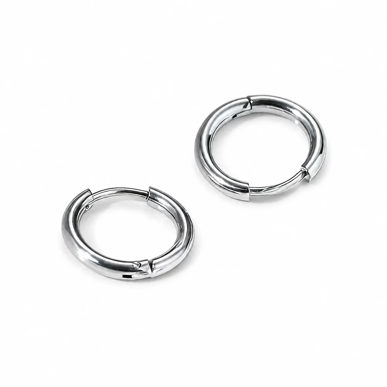 Hoop Earrings with Chunky Tube Hinge 316 Stainless Steel PVD