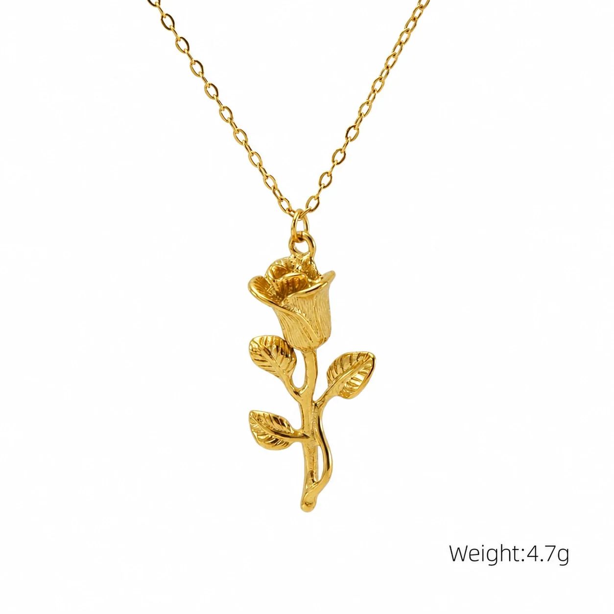 Botanical 18K Gold-Plated Shell Rose Pendant Necklace - Gold Pebble