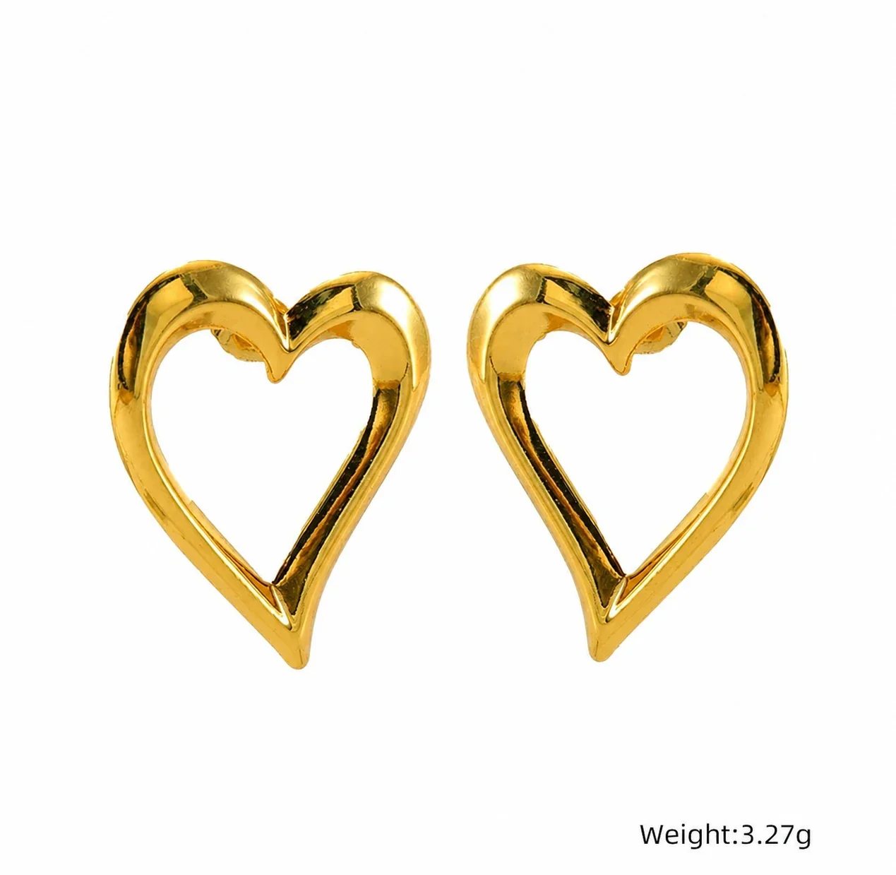 Sculptural 18K Gold-Plated Open Heart Dome Stud Earrings - Gold