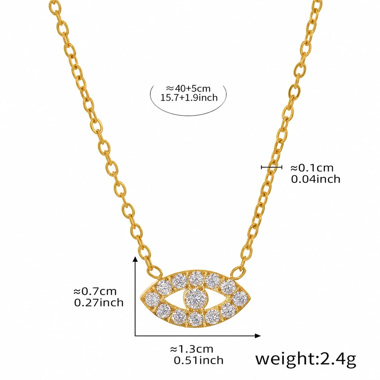 Evil Eye Gold-Plated Layered Bead Chain Necklace - Gold CZ + cm