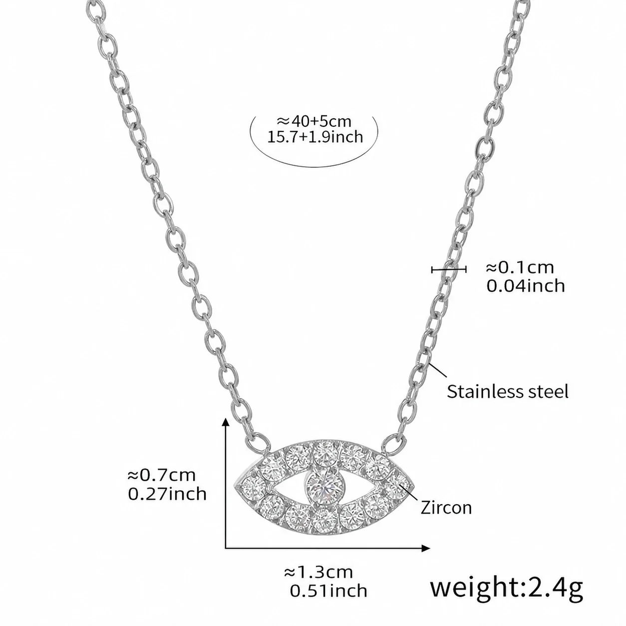 Evil Eye Gold-Plated Layered Bead Chain Necklace - Silver CZ + cm