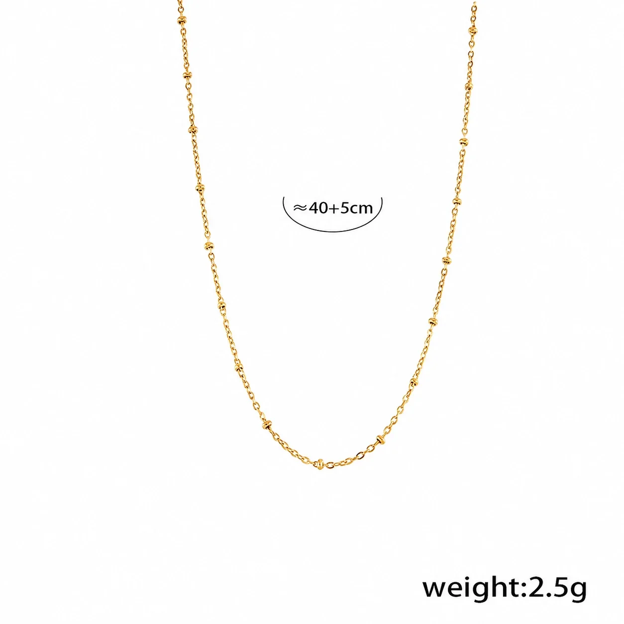 Evil Eye Gold-Plated Layered Bead Chain Necklace - Silver Cross Bead + cm
