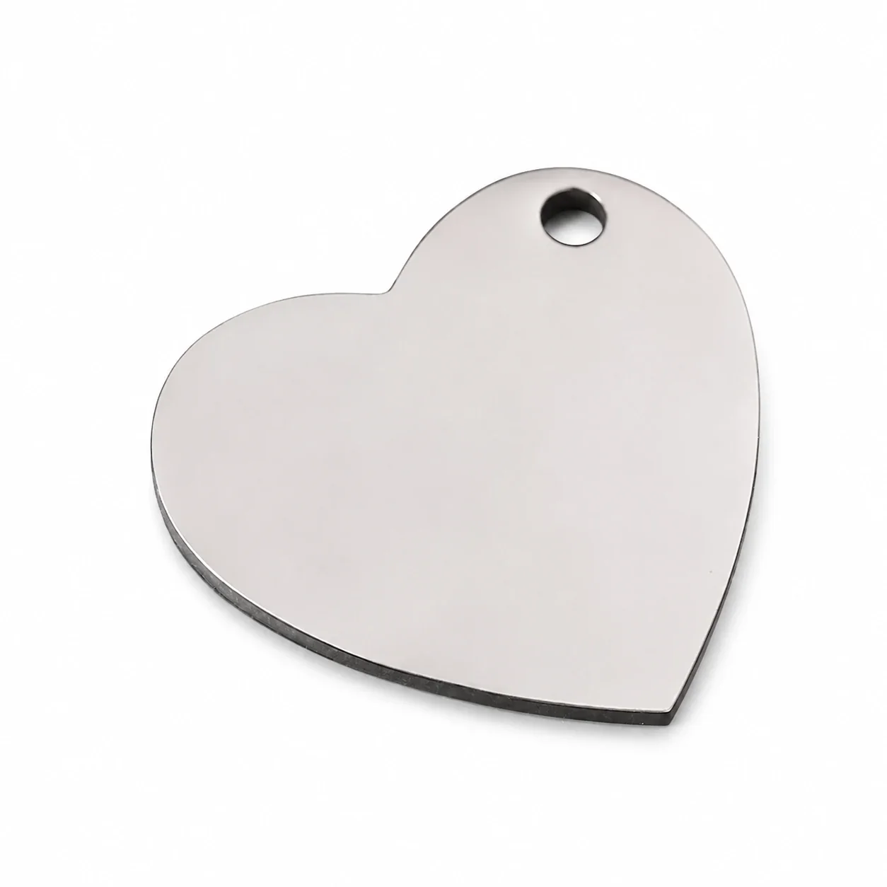 Pendant with Blank Asymmetric Heart, Stainless Steel