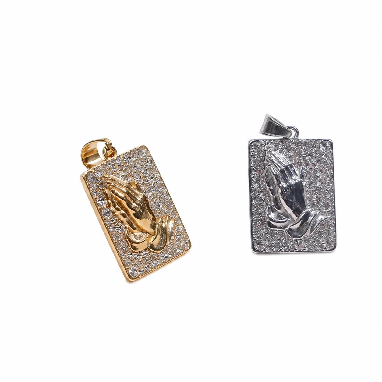 Iced 316 Stainless Steel Praying Hands Pendant
