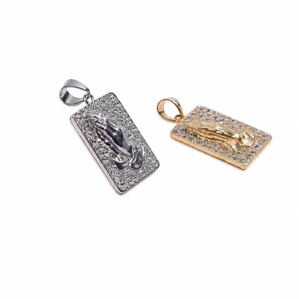 Iced 316 Stainless Steel Praying Hands Pendant