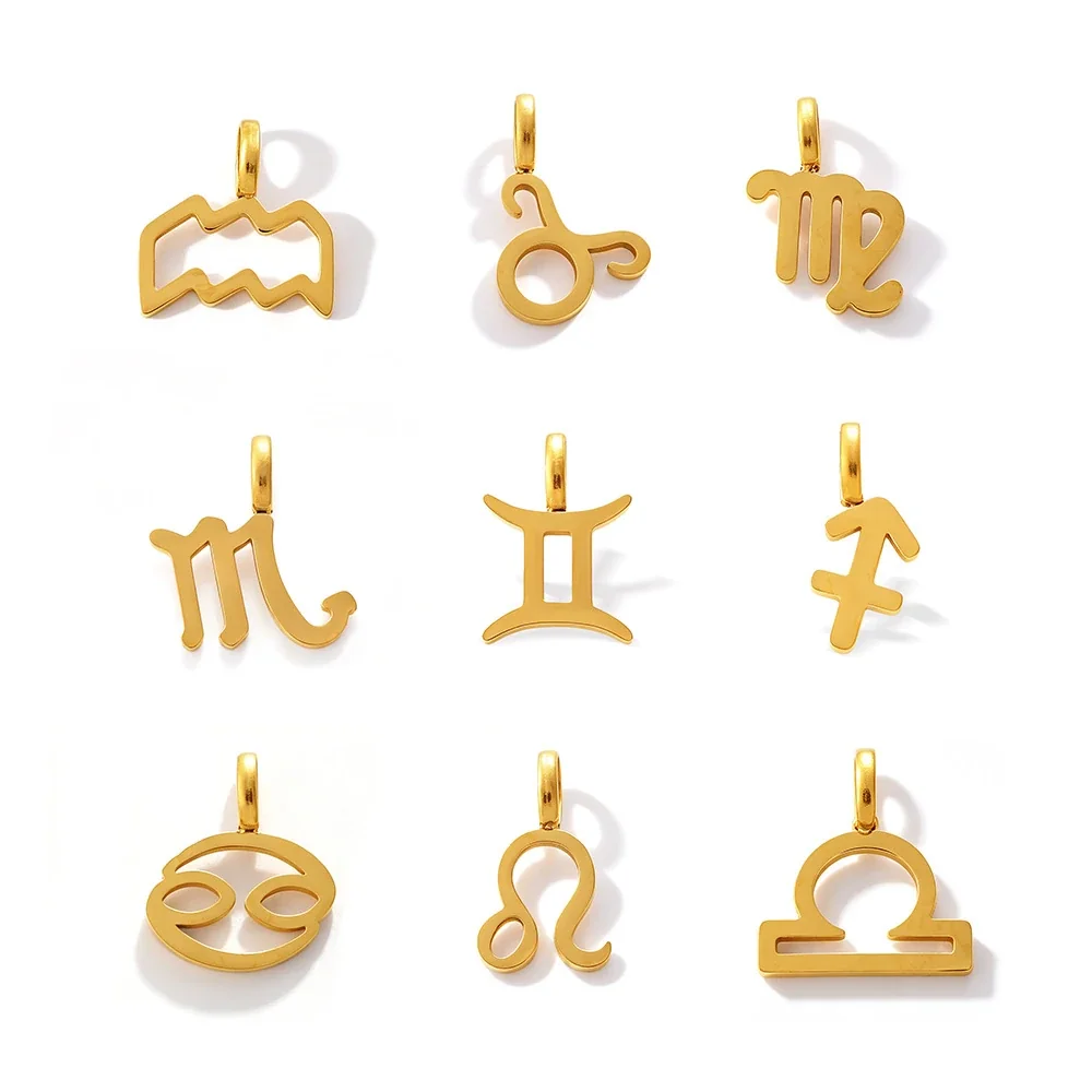 Zodiac Symbol Openwork Pendant, Stainless Steel