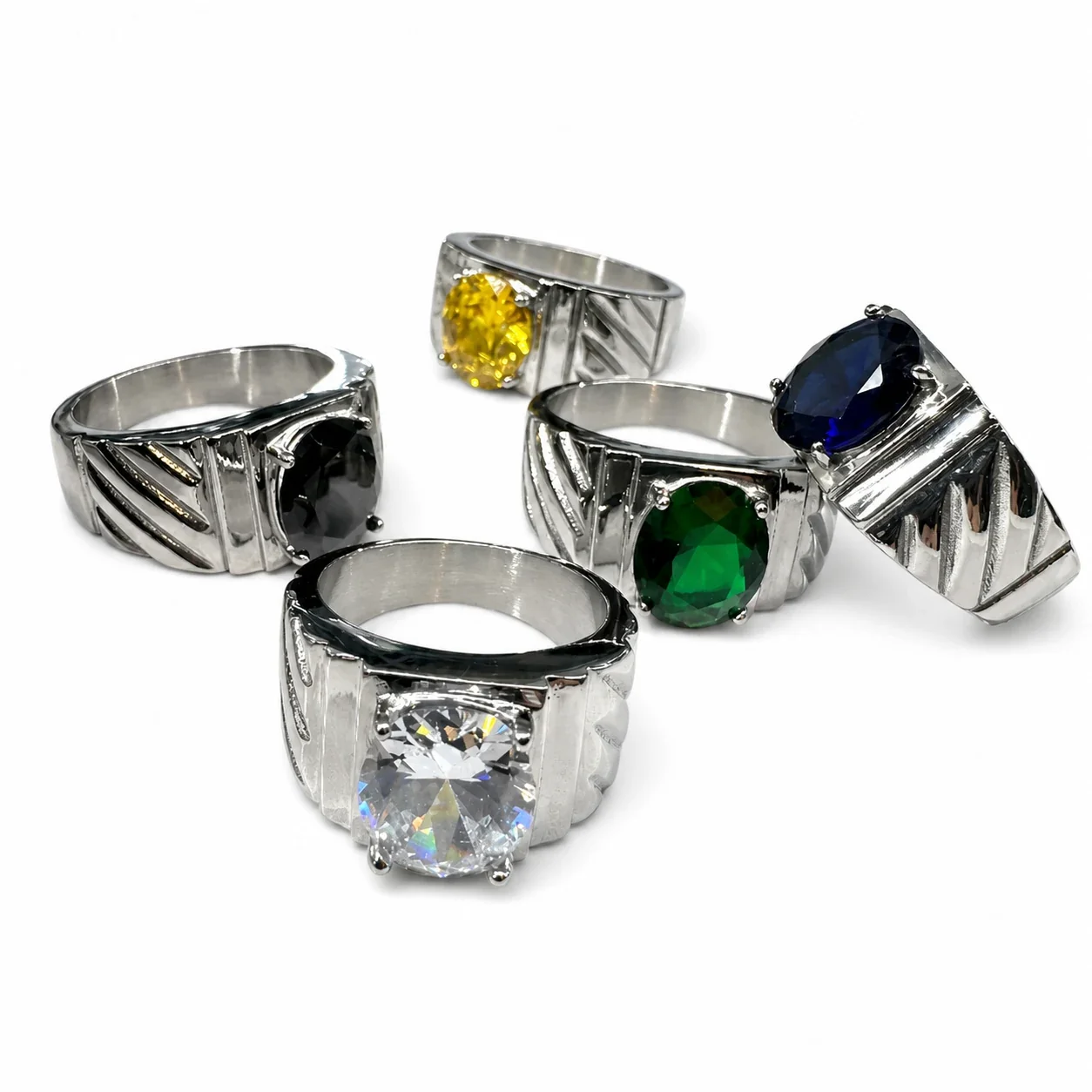 Bold 316 Stainless Steel Oval Stone Signet Ring