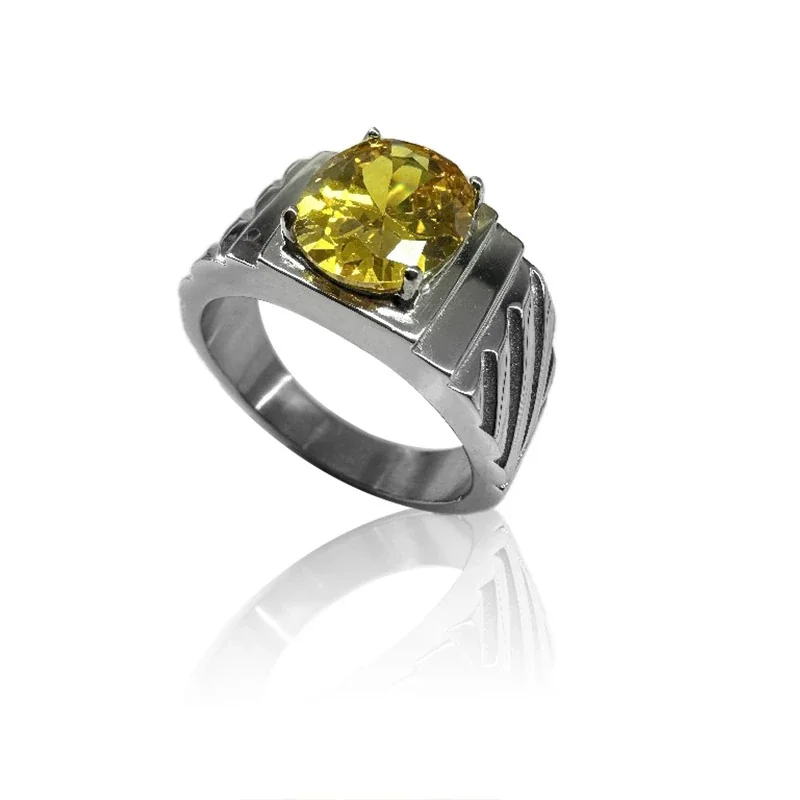 Bold 316 Stainless Steel Oval Stone Signet Ring