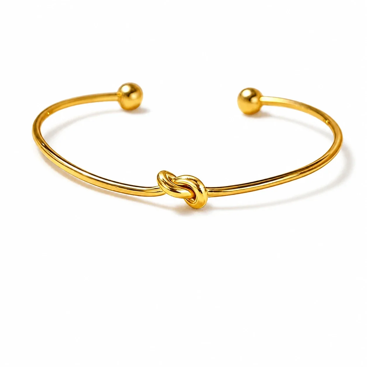 Cuff Bracelet Knot Open Wire Ball Ends 316 Stainless Steel PVD