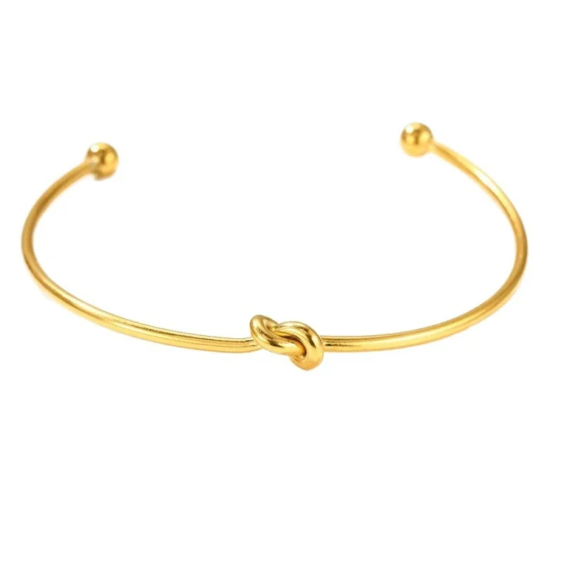 Cuff Bracelet Knot Open Wire Ball Ends 316 Stainless Steel PVD
