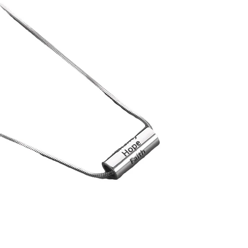 Polished Silver-Plated Snake Chain Engraved Barrel Necklace