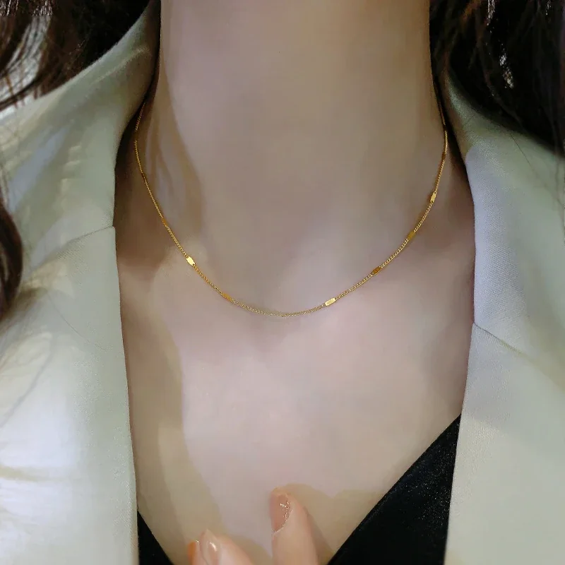 Schakelketting met rechthoekige elementen, 18K verguld staal productfoto