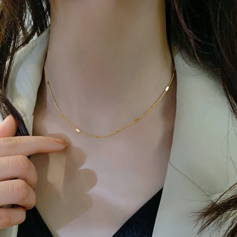 Schakelketting met rechthoekige elementen, 18K verguld staal productfoto