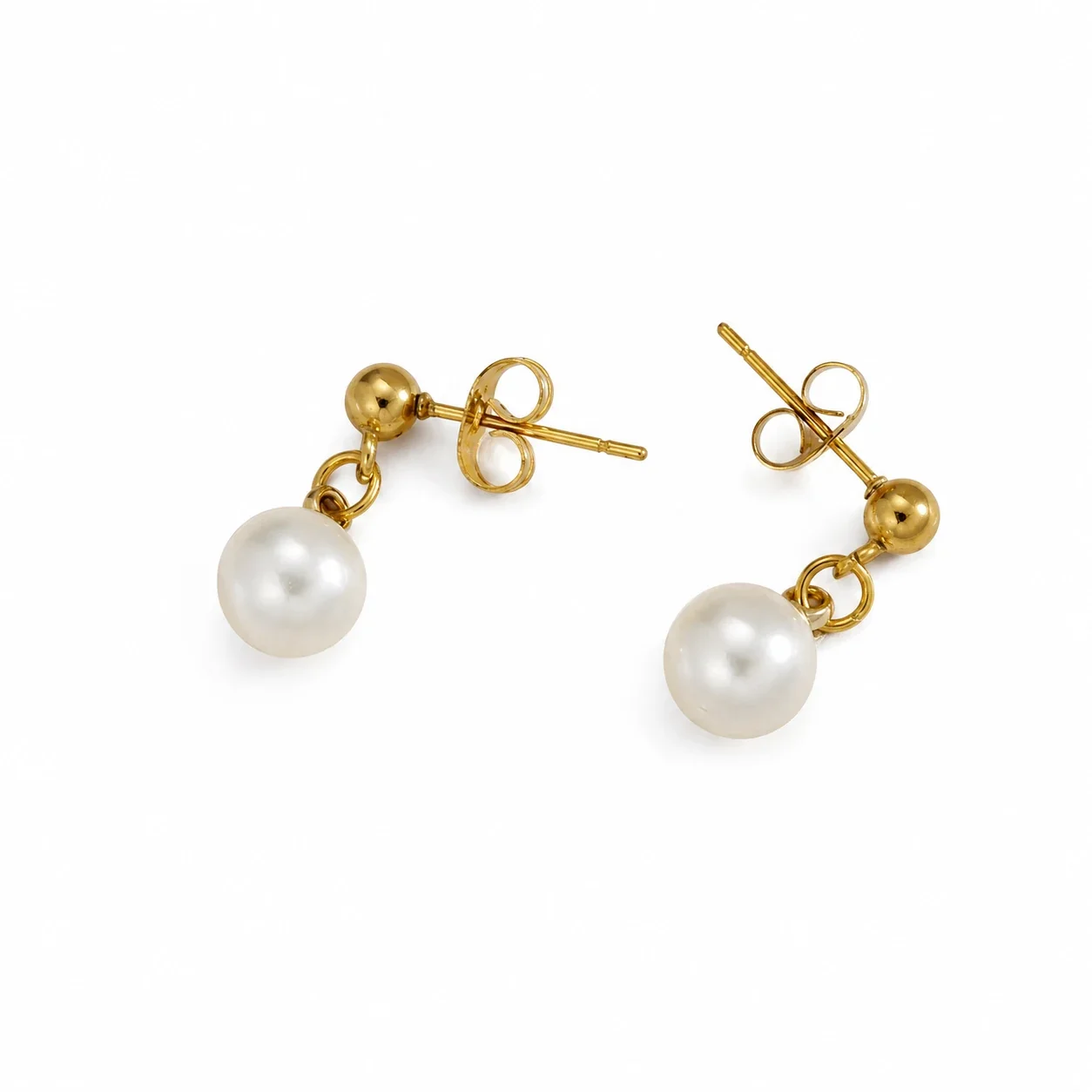 Polished Gold-Plated Pearl-Effect Bead Jewelry Set