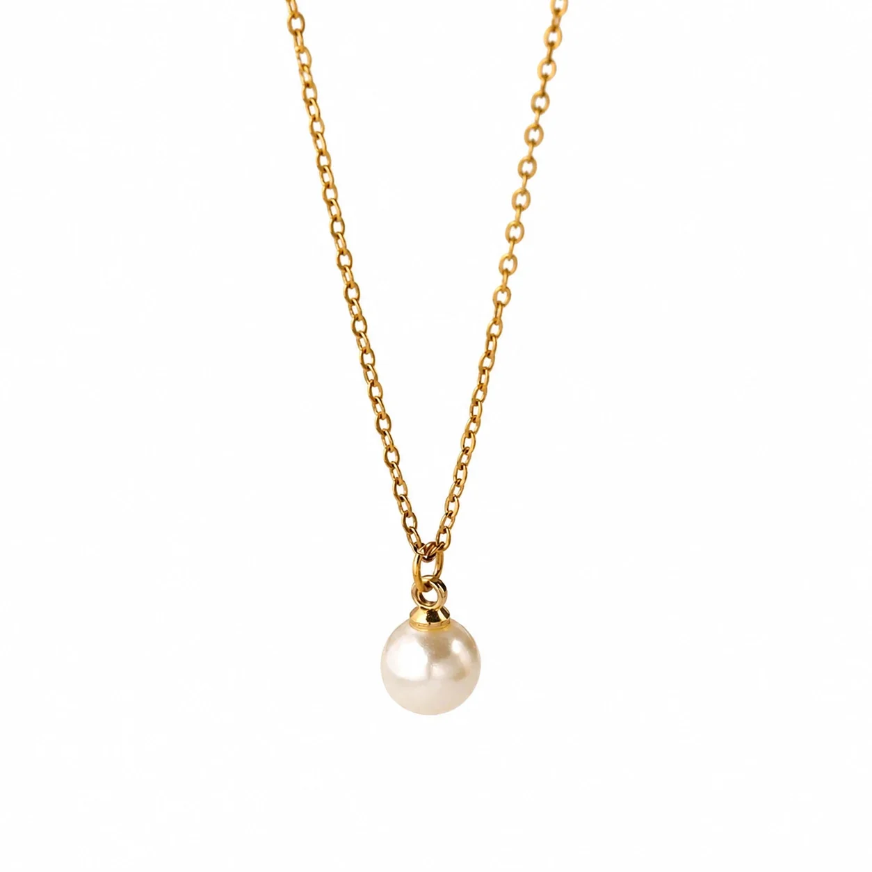 Polished Gold-Plated Pearl-Effect Bead Jewelry Set