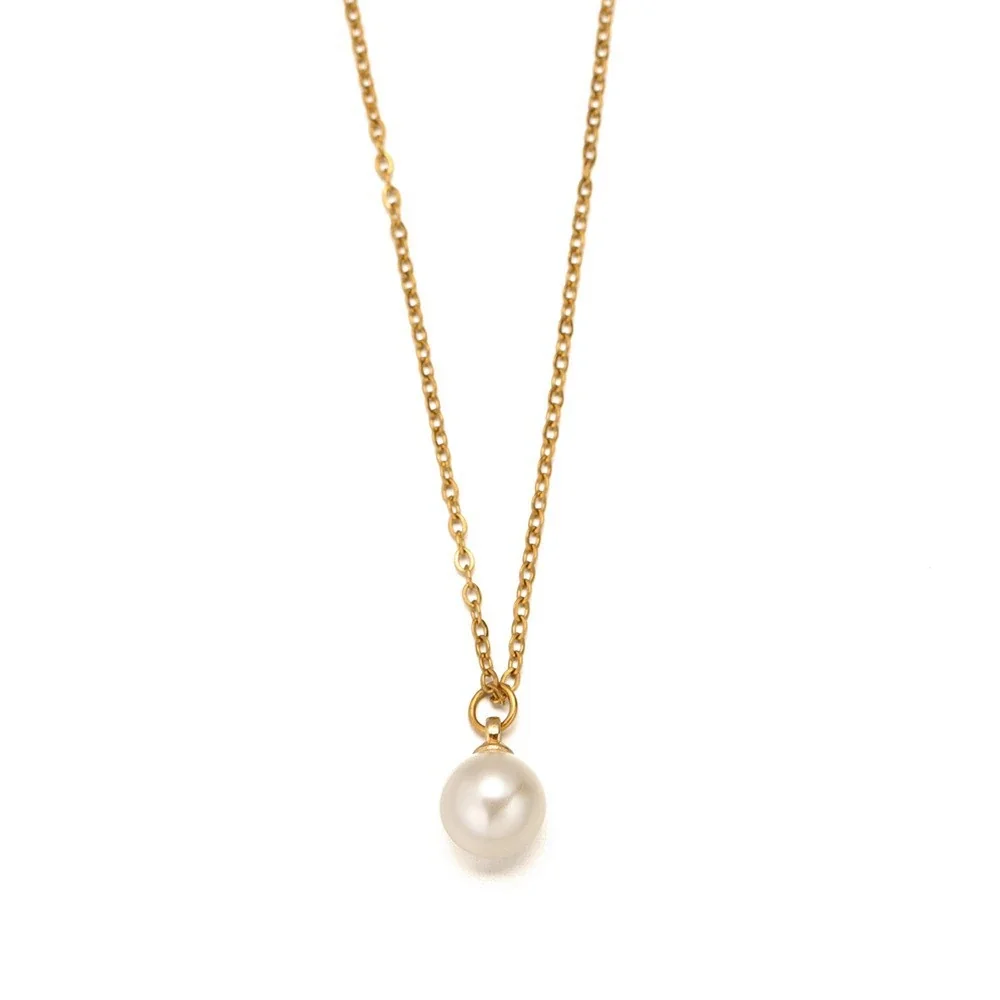 Polished Gold-Plated Pearl-Effect Bead Jewelry Set