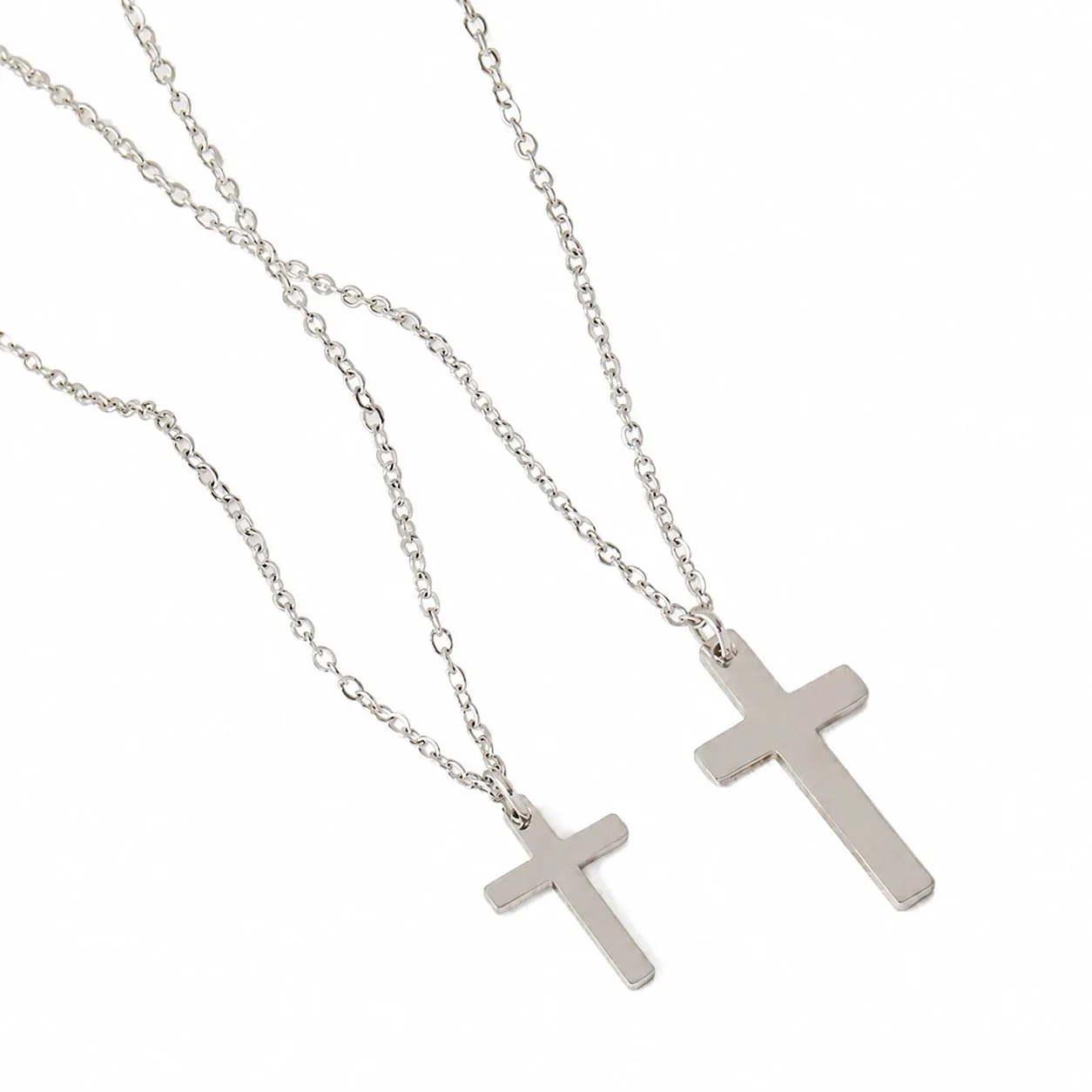 Necklace with Blank Cross Pendant (Single), Stainless Steel