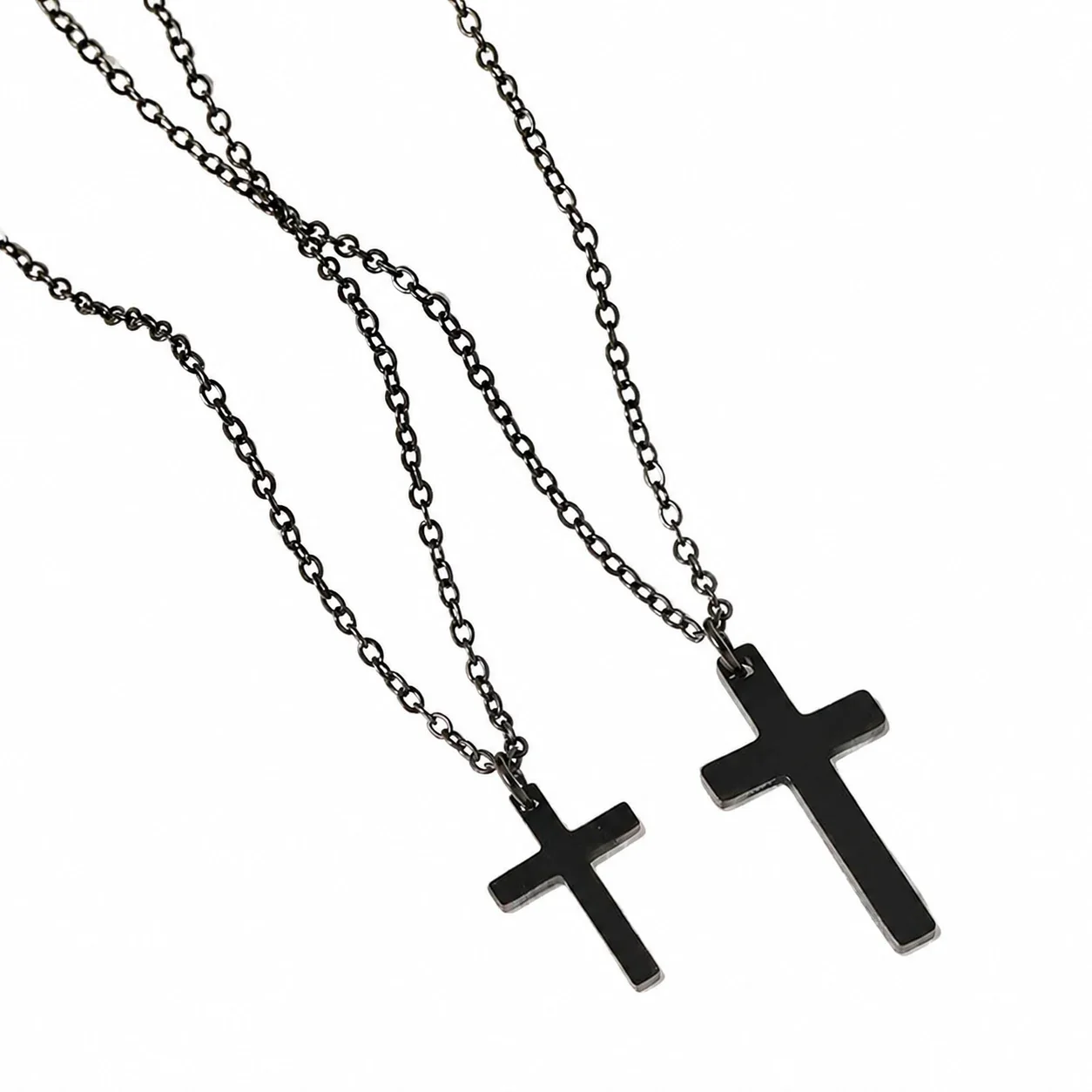 Necklace with Blank Cross Pendant, Stainless Steel