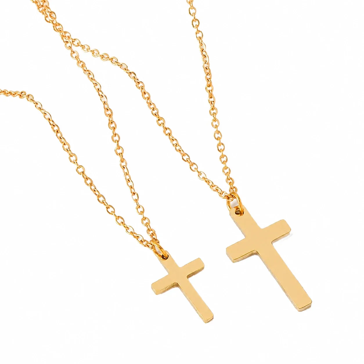 Necklace with Blank Cross Pendant, Stainless Steel