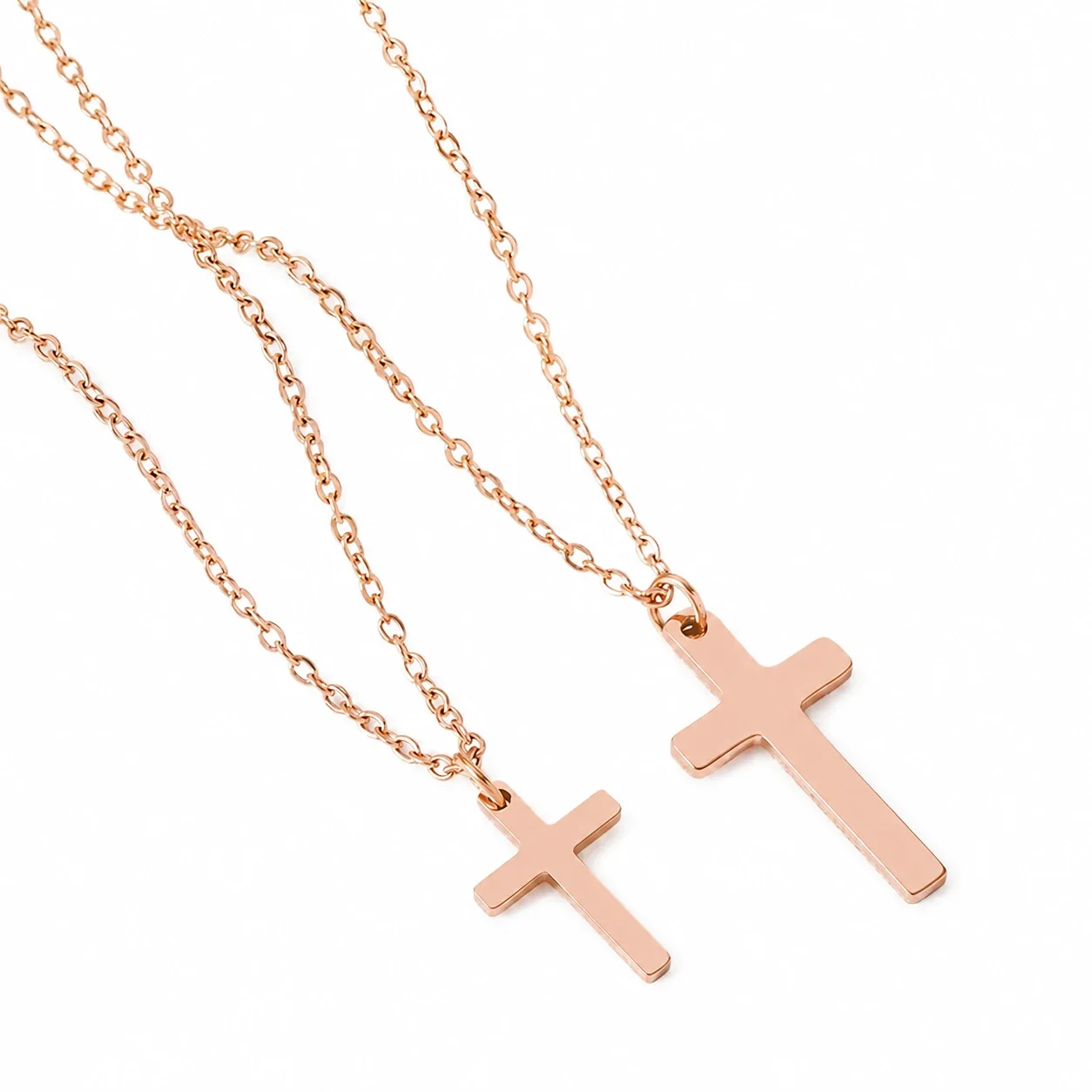 Necklace with Blank Cross Pendant, Stainless Steel