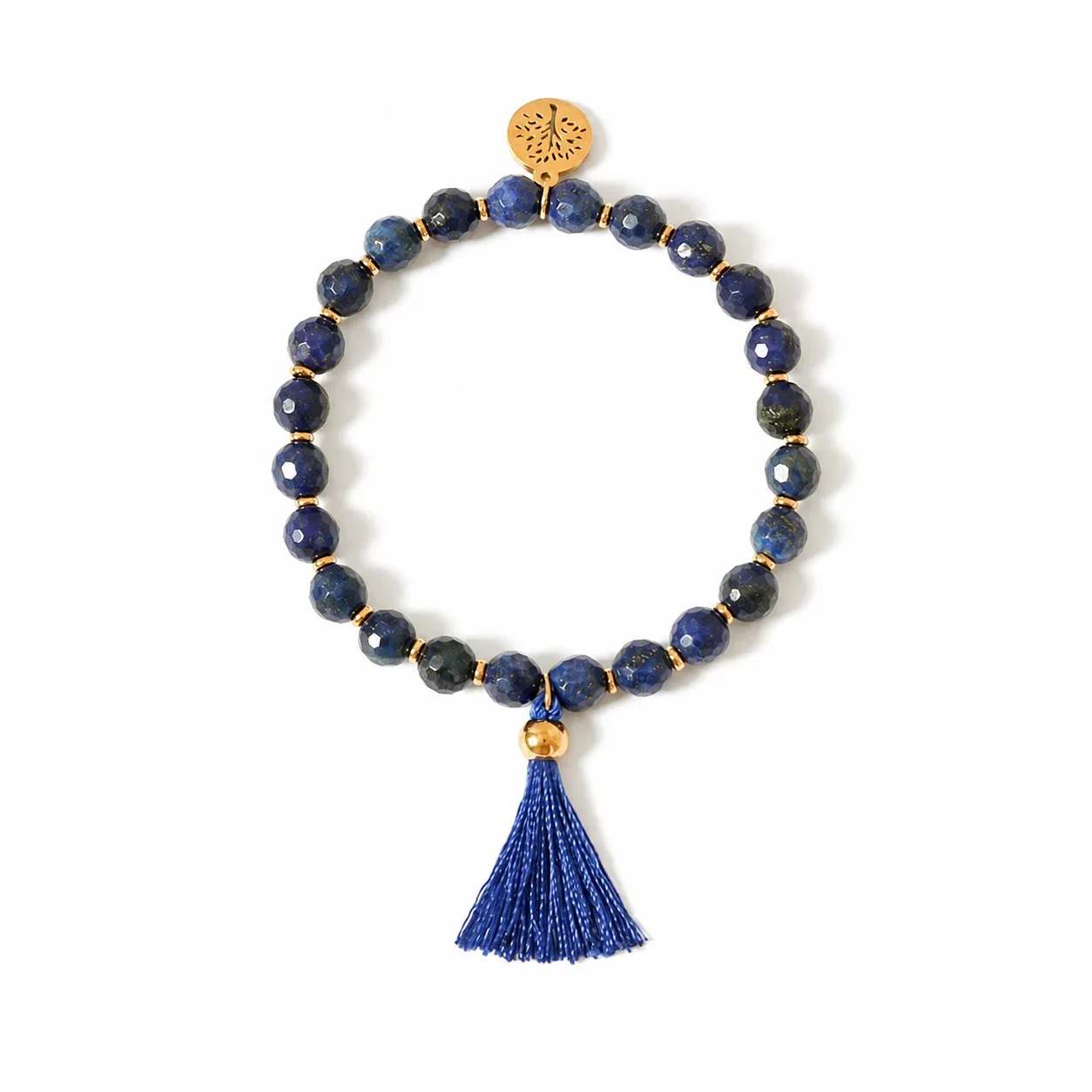 Bohemian Stainless Steel Faceted Bead Tree Charm Bracelet