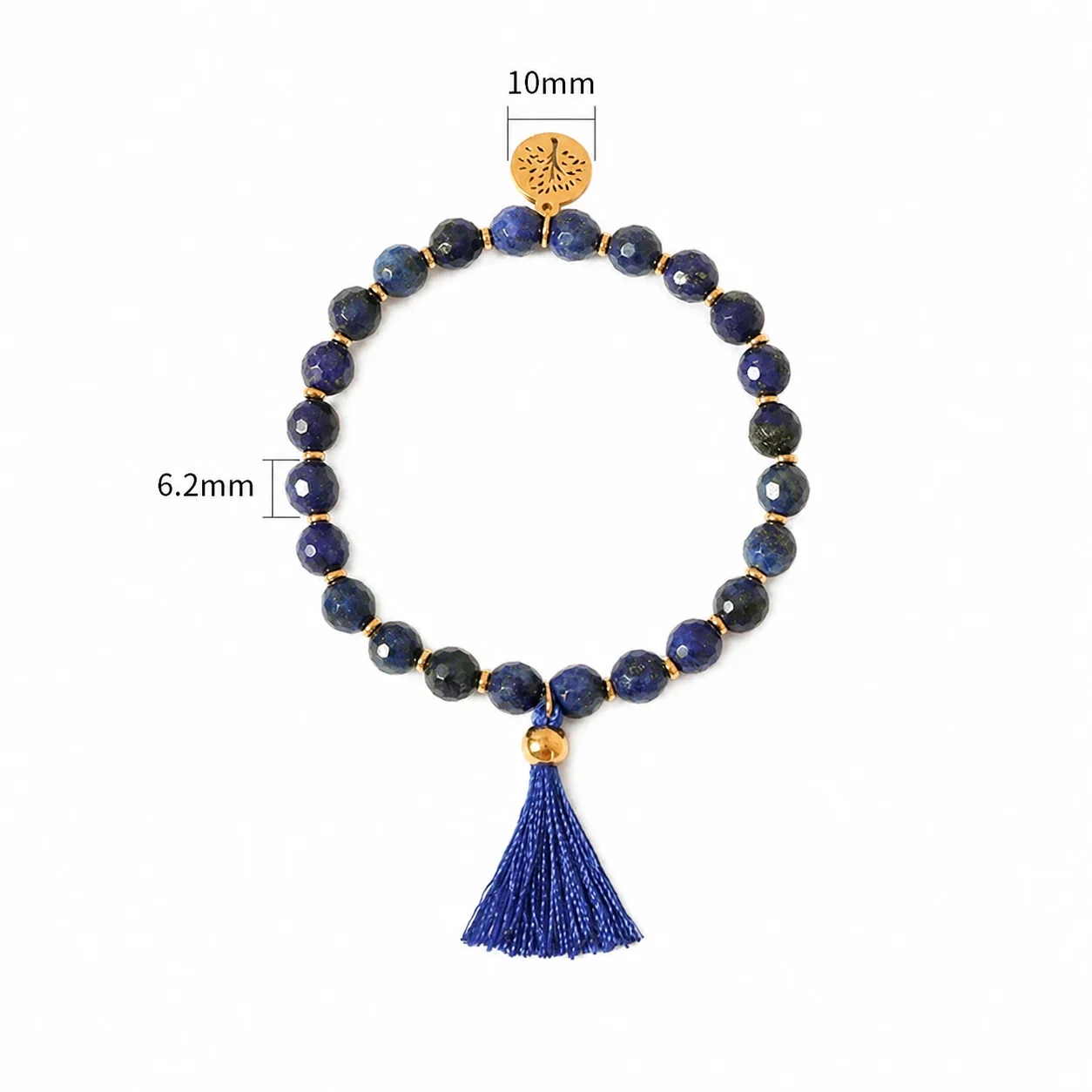 Bohemian Stainless Steel Faceted Bead Tree Charm Bracelet - Blue