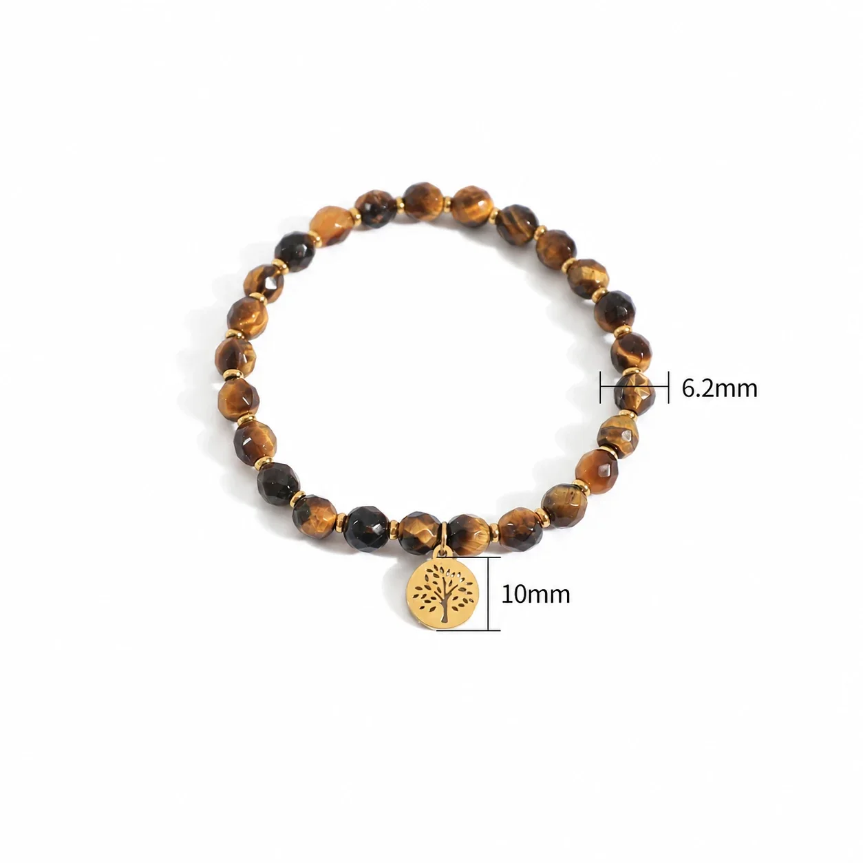 Bohemian Stainless Steel Faceted Bead Tree Charm Bracelet - Amber