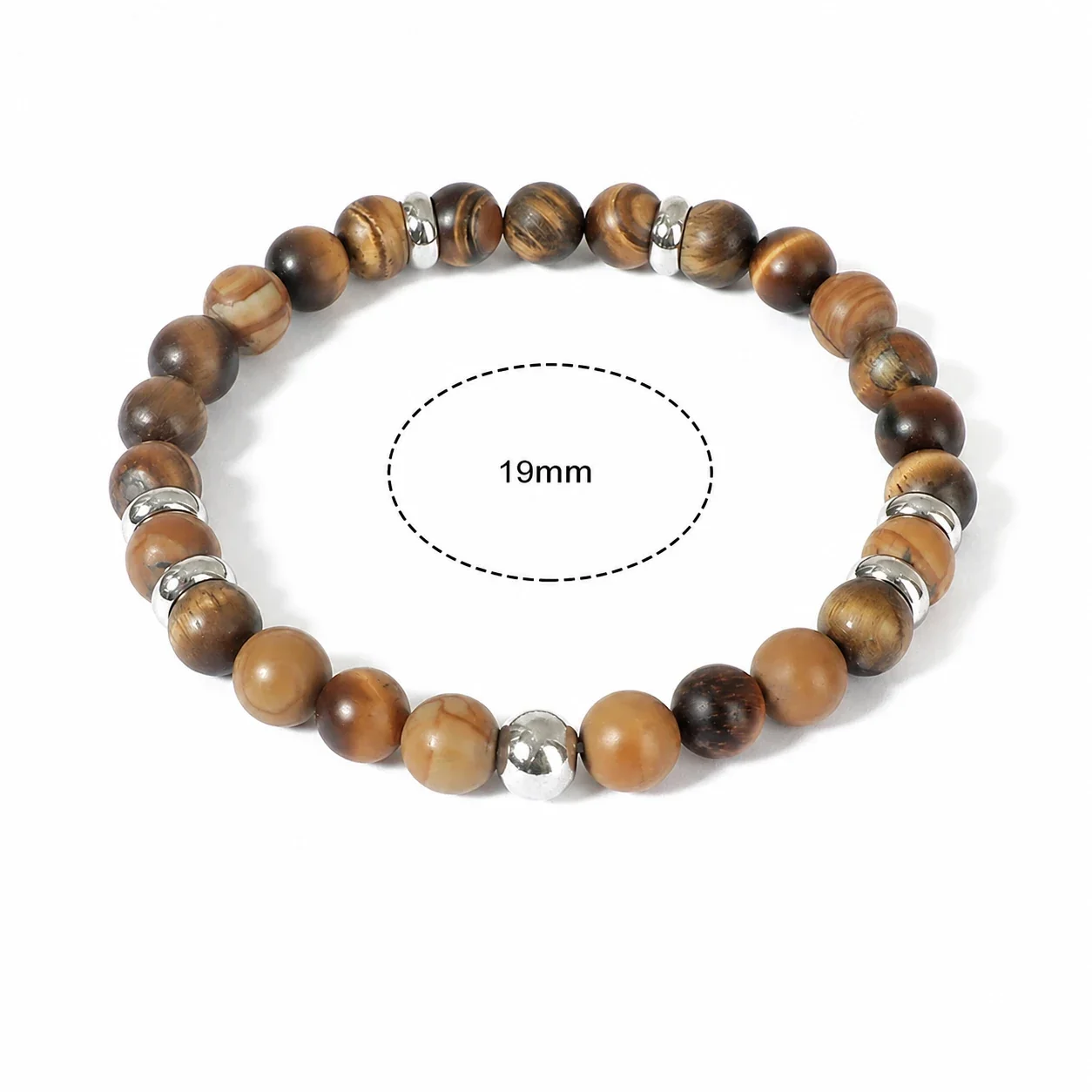 Bohemian Stainless Steel Faceted Bead Tree Charm Bracelet - Amber Silver