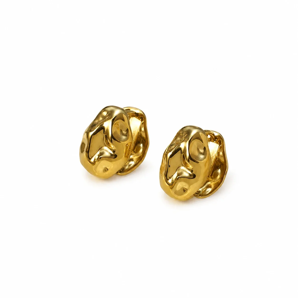 Sculptural 18K Gold-Plated 316 Stainless Steel Huggie Earrings