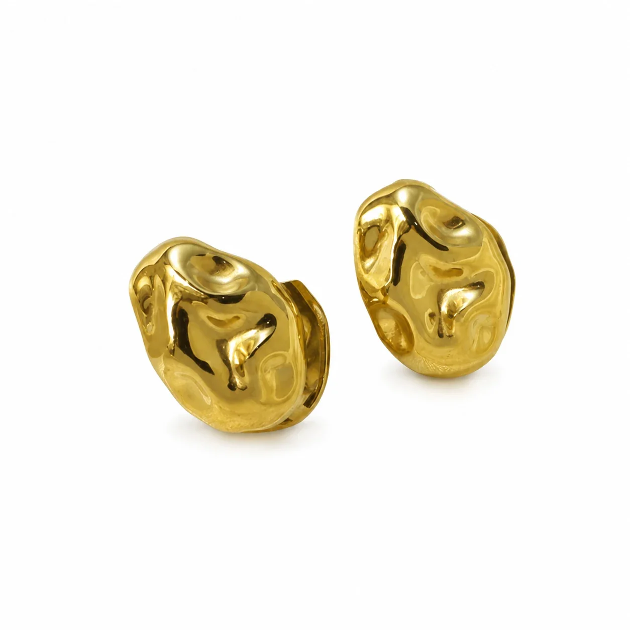Sculptural 18K Gold-Plated 316 Stainless Steel Huggie Earrings
