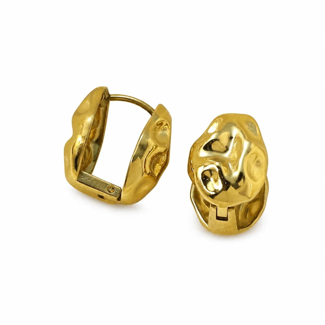 Sculptural 18K Gold-Plated 316 Stainless Steel Huggie Earrings