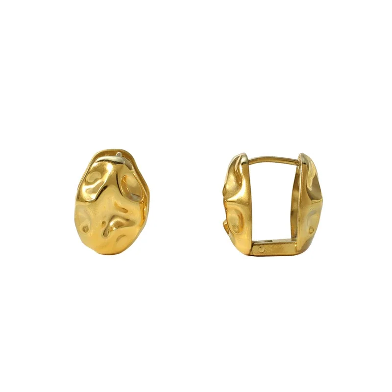 Sculptural 18K Gold-Plated 316 Stainless Steel Huggie Earrings - Gold