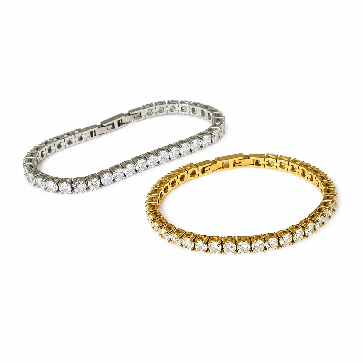 Brilliant Bracciale Tennis in Acciaio Inossidabile 316 con Zirconi Cubici Rotondi - PVD