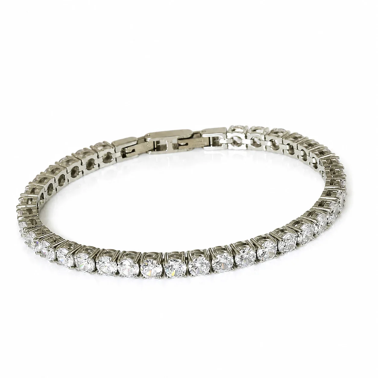 Produktfoto: Funkelndes Tennis-Armband aus Edelstahl mit runden Zirkonia - 316 - PVD