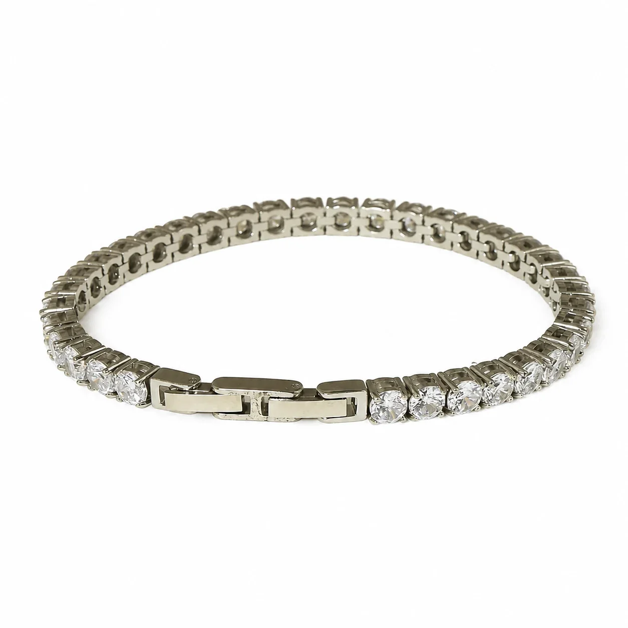Produktfoto: Funkelndes Tennis-Armband aus Edelstahl mit runden Zirkonia - 316 - PVD