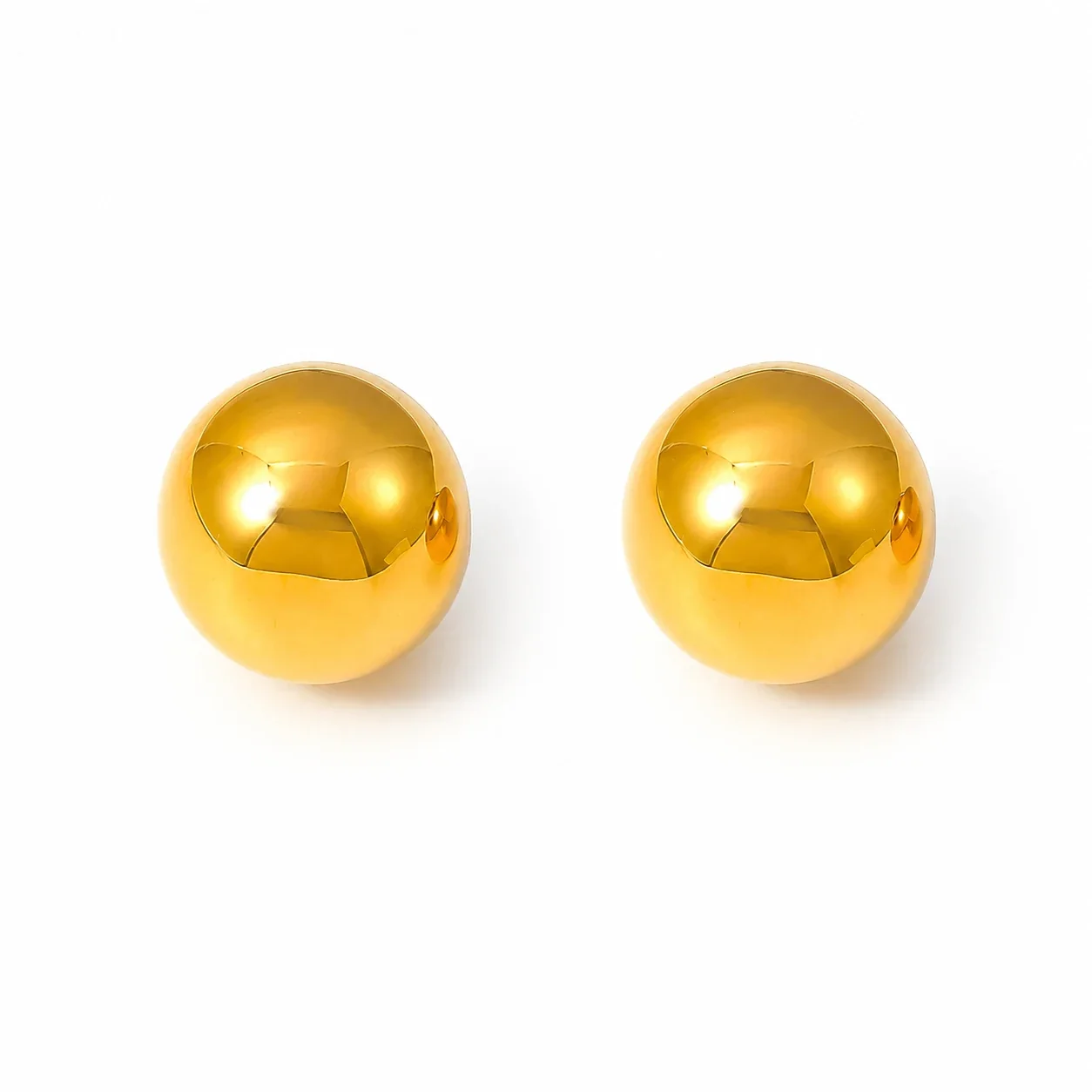 Polished Stainless Steel Hollow Dome Ball Stud Earrings