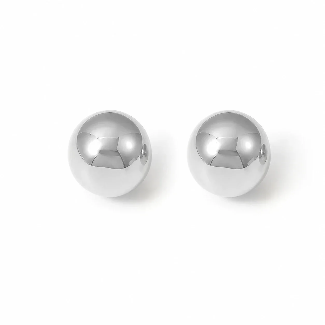 Polished Stainless Steel Hollow Dome Ball Stud Earrings - Gold