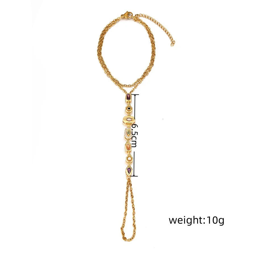 Foto del producto: Pulsera de mano con cadena, estaciones geométricas de cristal, acero inoxidable