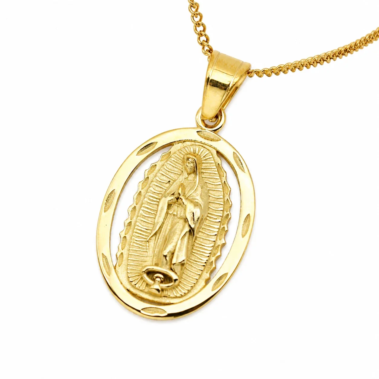 Virgin Mary Gold-Plated 316 Medallion Pendant