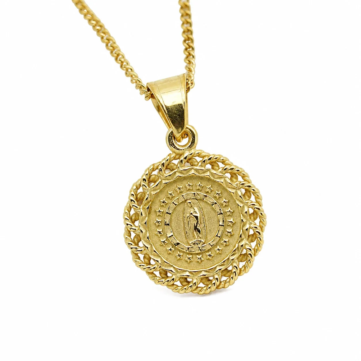 Virgin Mary Gold-Plated 316 Medallion Pendant