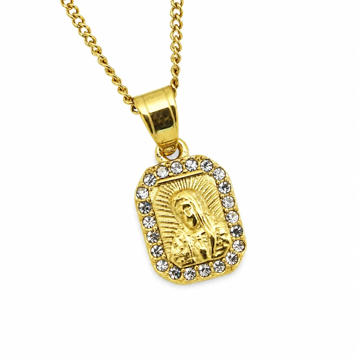Virgin Mary Gold-Plated 316 Medallion Pendant