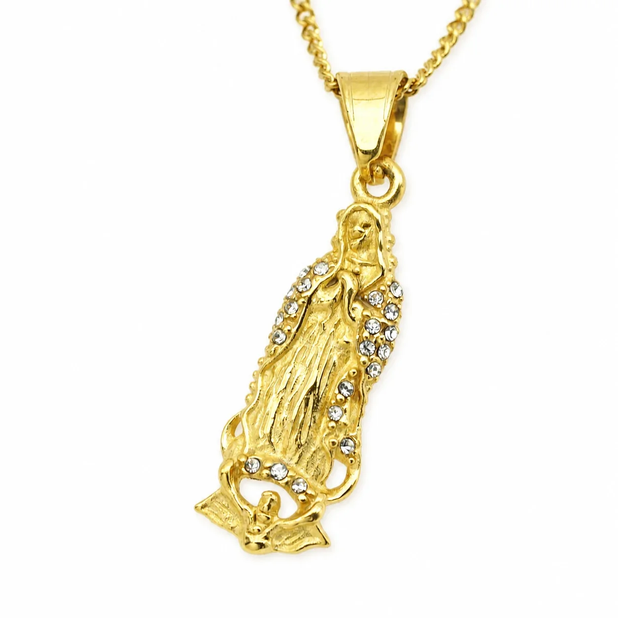 Virgin Mary Gold-Plated 316 Medallion Pendant