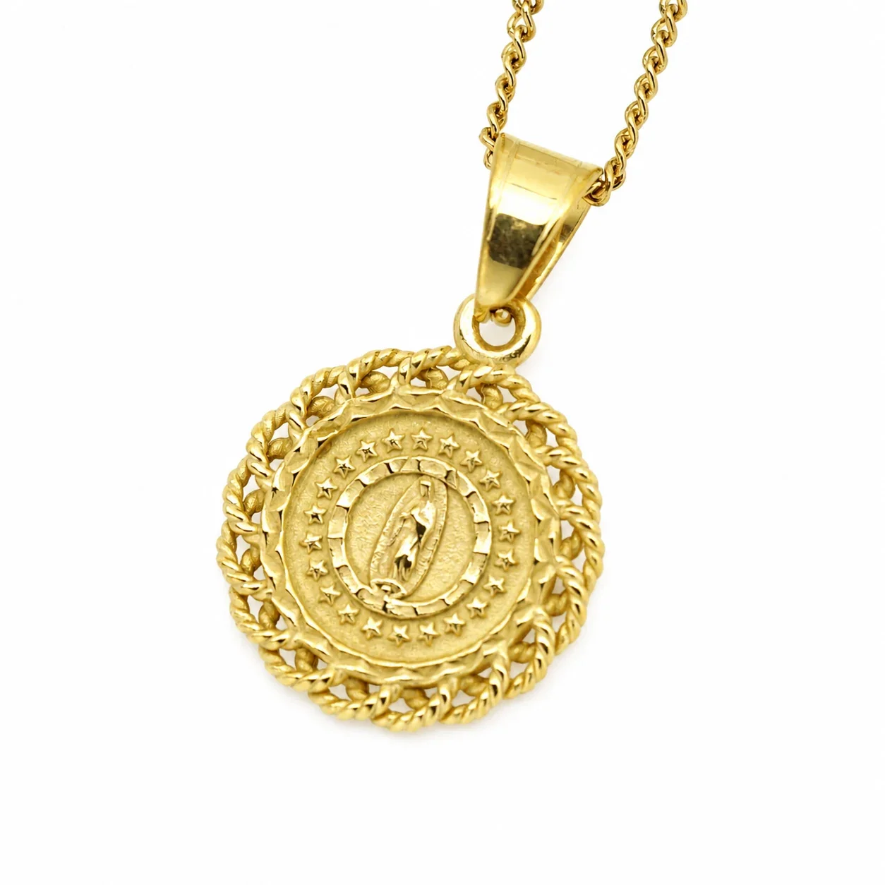 Virgin Mary Gold-Plated 316 Medallion Pendant - Gold Style SM093 No