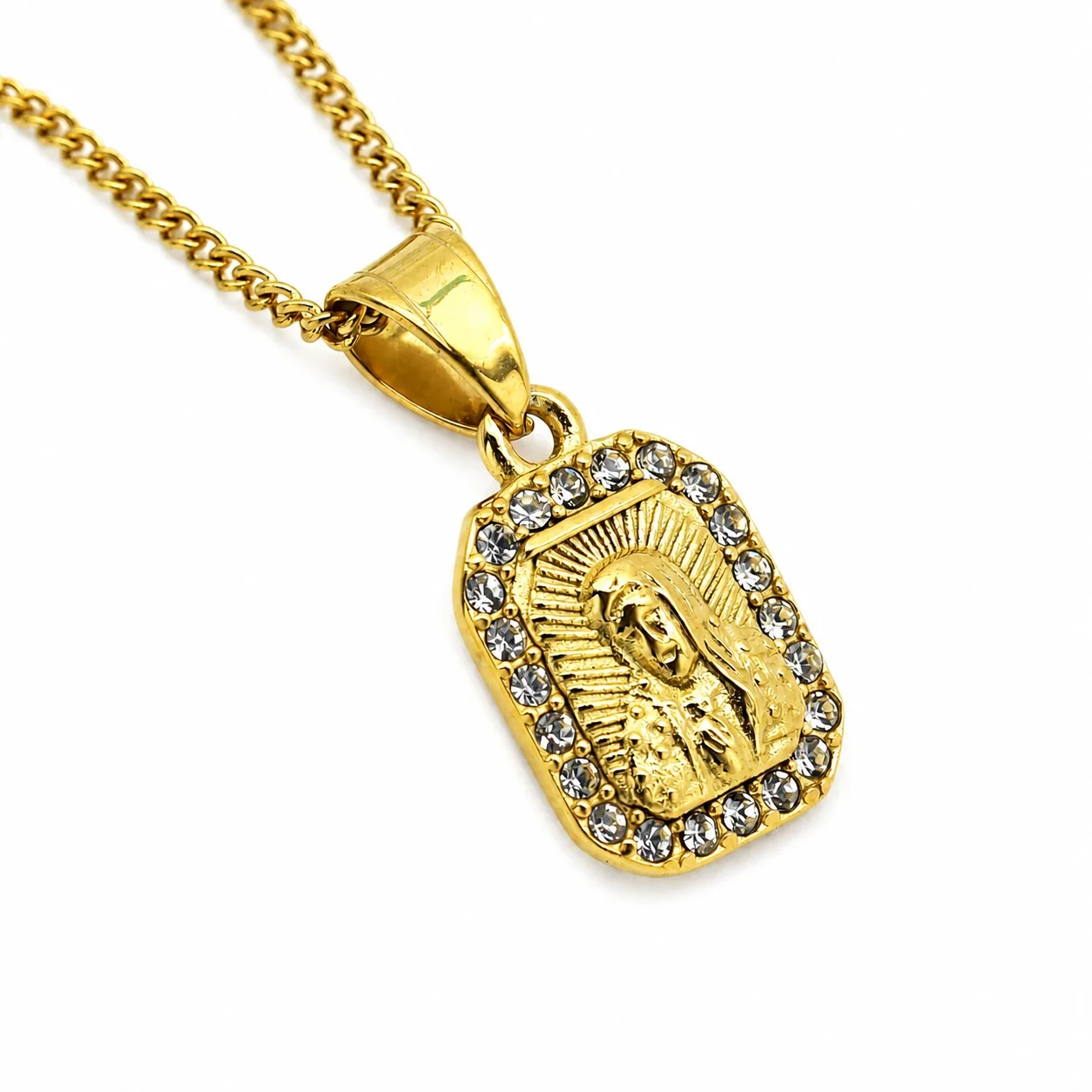 Virgin Mary Gold-Plated 316 Medallion Pendant - Gold Style SM094 No