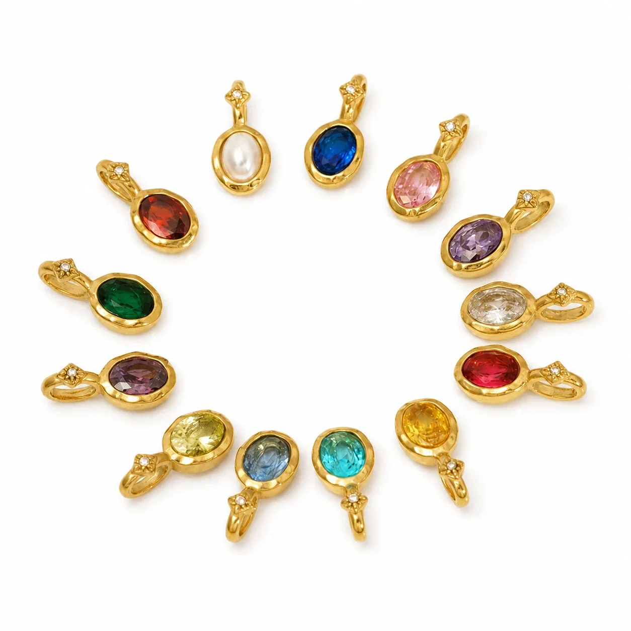Gold-Plated 316 Stainless Oval Birthstone Pendant