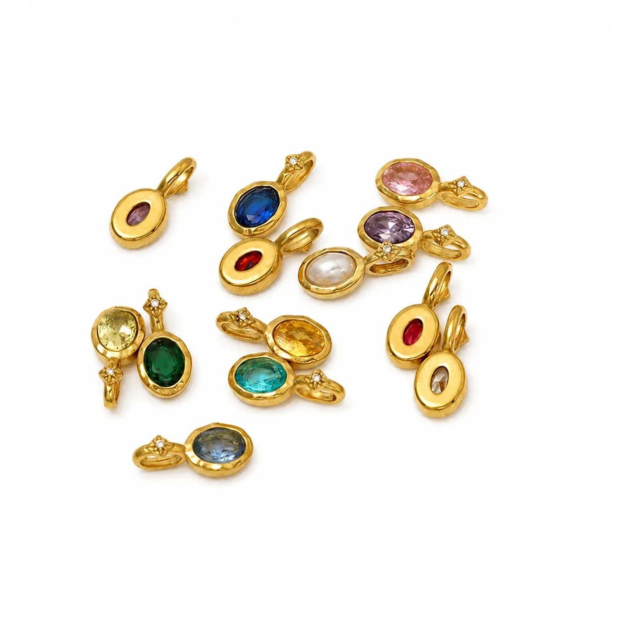 Gold-Plated 316 Stainless Oval Birthstone Pendant